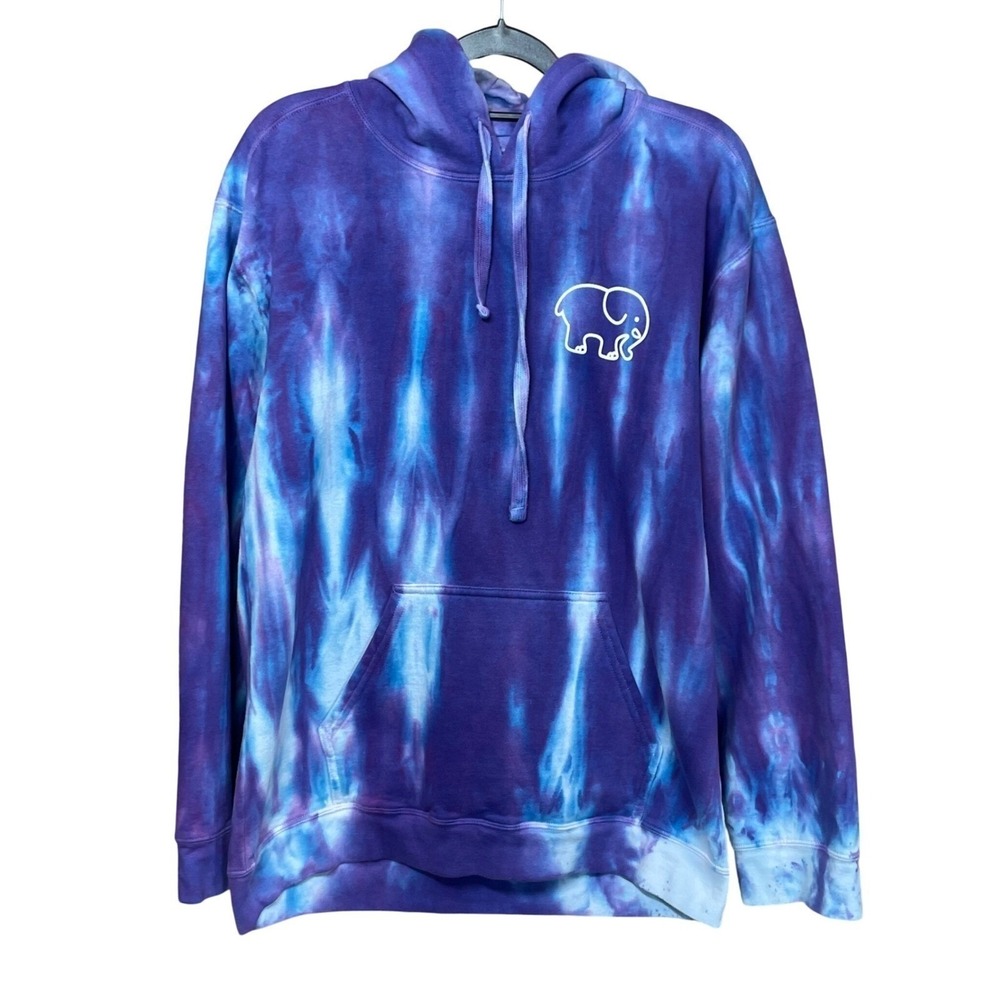 Ivory Ella Purple Blue Tie Dye Elephant Logo Hoodie Women Size S